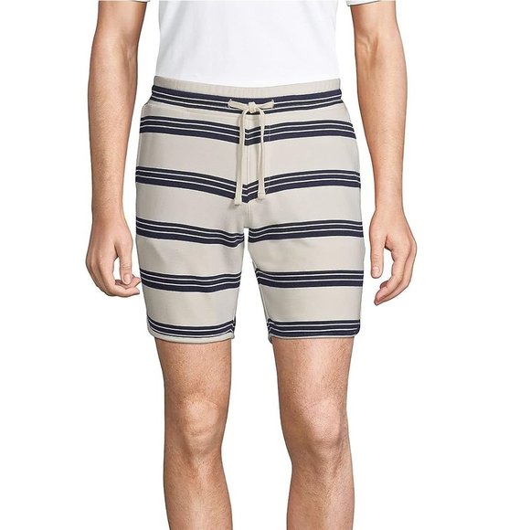 NWT Lands' End Men's French Terry Drawstring Athletic Shorts Size S $50 DD786